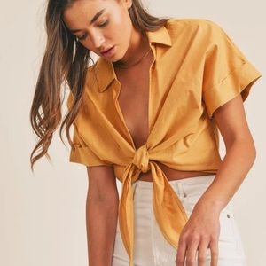 NEW❤️ Mustard linen crop